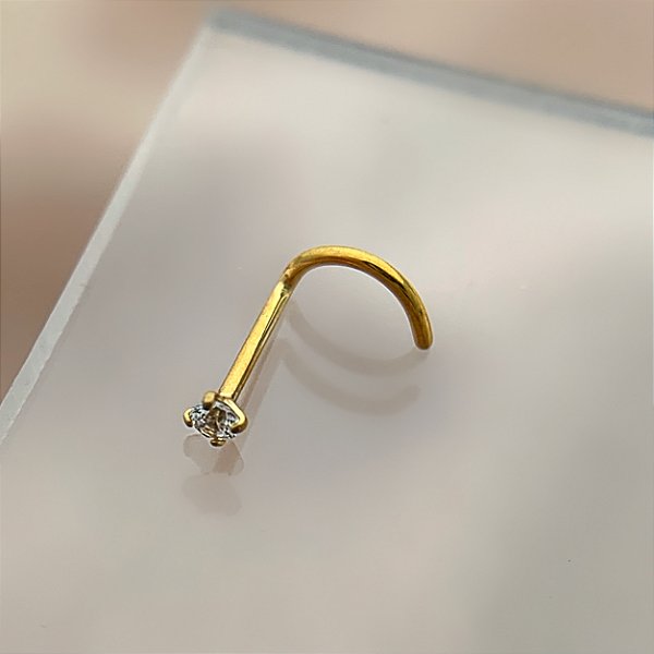 PIERCING NARIZ ANZOL ZIRCÔNIA 7MM TITÂNIO GOLD SEMIJOIA PARA PERFURAÇÃO⭐️