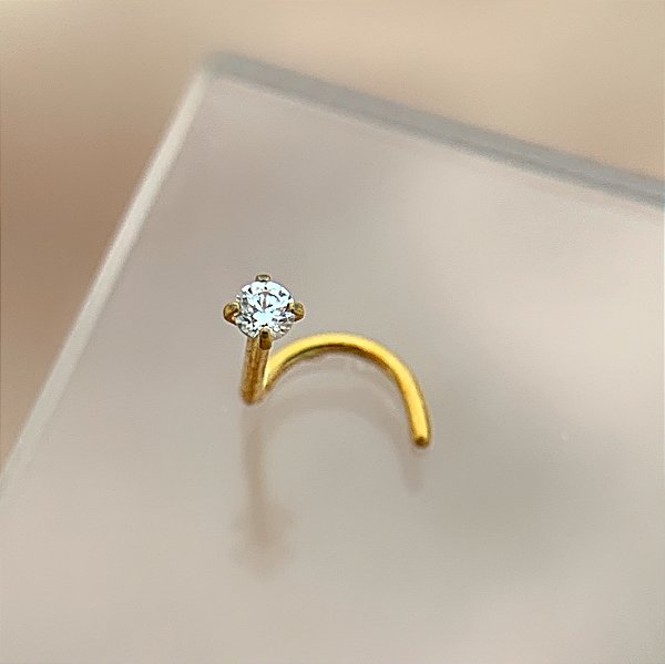 PIERCING NARIZ ANZOL ZIRCÔNIA 7MM TITÂNIO GOLD SEMIJOIA PARA PERFURAÇÃO⭐️