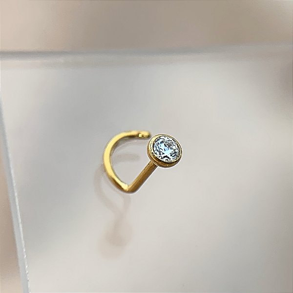PIERCING NARIZ ANZOL ZIRCÔNIA EMBUTIDA 7MM TITÂNIO GOLD SEMIJOIA PARA PERFURAÇÃO⭐️