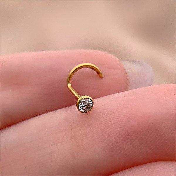PIERCING NARIZ ANZOL ZIRCÔNIA EMBUTIDA 7MM TITÂNIO GOLD SEMIJOIA PARA PERFURAÇÃO⭐️