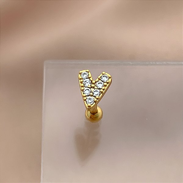 PIERCING CARTILAGEM CORAÇÃO ALONGADO ZIRCÔNIAS 6MM HASTE AÇO 316L FOLHEADO A OURO 18K SEMIJOIA PARA ATUALIZAÇÃO⭐️