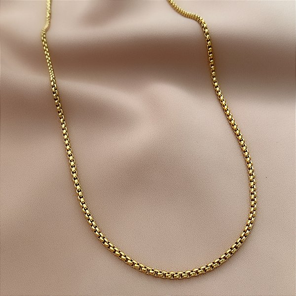 COLAR CORRENTE BOX BOLEADA DOURADO AÇO 316L⭐️