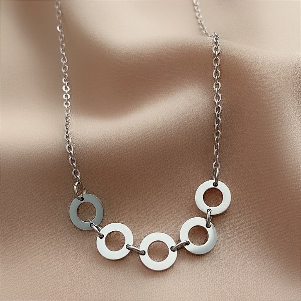 COLAR CÍRCULOS VAZADOS AÇO 316L⭐️