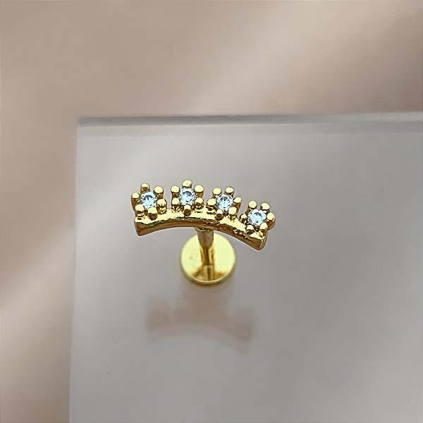 PIERCING CARTILAGEM DETALHES MICRO ZIRCÔNIA 6MM HASTE RETA AÇO 316L FOLHEADO A OURO 18K SEMIJOIA PARA ATUALIZAÇÃO⭐️