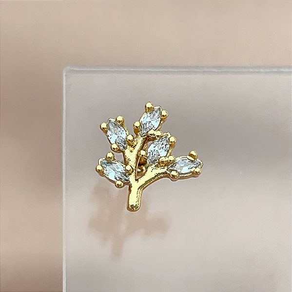 PIERCING CARTILAGEM RAMINHO ZIRCÔNIAS 6MM HASTE AÇO 316L FOLHEADO A OURO 18K SEMIJOIA PARA ATUALIZAÇÃO⭐️