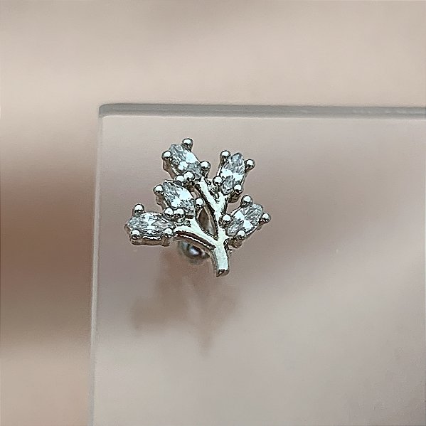 PIERCING CARTILAGEM RAMINHO ZIRCÔNIAS 6MM HASTE AÇO 316L FOLHEADO A RÓDIO SEMIJOIA PARA ATUALIZAÇÃO⭐️