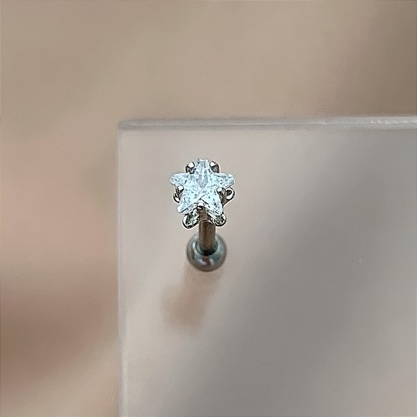 PIERCING CARTILAGEM ESTRELA ZIRCÔNIA 7MM HASTE AÇO 316L FOLHEADO A RÓDIO SEMIJOIA PARA ATUALIZAÇÃO⭐️