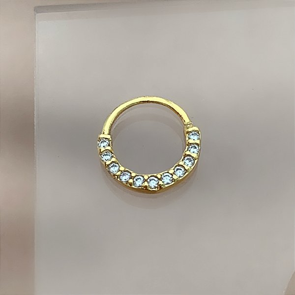 PIERCING NARIZ / SEPTO ARGOLINHA ZIRCÔNIAS FRONTAIS 8MM FOLHEADO A OURO 18K SEMIJOIA PARA ATUALIZAÇÃO⭐️