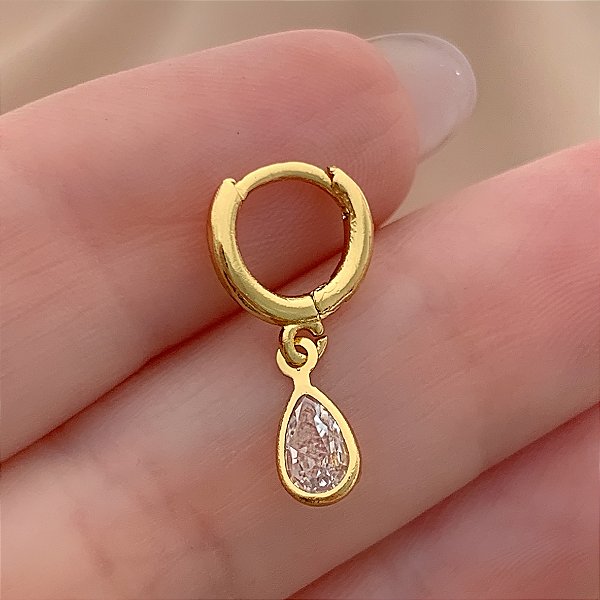 PIERCING CARTILAGEM ARGOLINHA PINGENTE GOTA 7MM AÇO 316L FOLHEADO A OURO 18K SEMIJOIA PARA ATUALIZAÇÃO⭐️