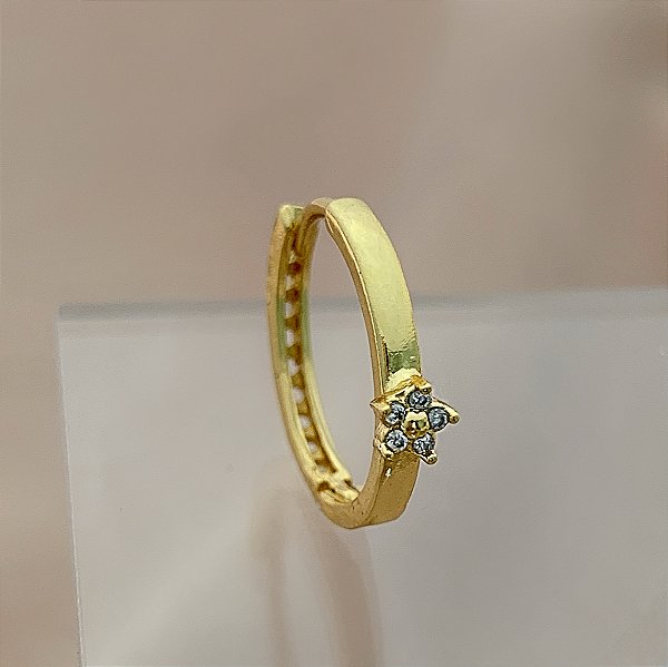 PIERCING CONCH / CARTILAGEM ARGOLINHA FLOR ZIRCÔNIAS 14MM AÇO 316L FOLHEADO A OURO 18K SEMIJOIA PARA ATUALIZAÇÃO⭐️