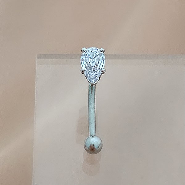 PIERCING ÍNTIMO GOTA ZIRCÔNIA 9MM AÇO 316L FOLHEADO A RÓDIO SEMIJOIA PARA ATUALIZAÇÃO⭐️