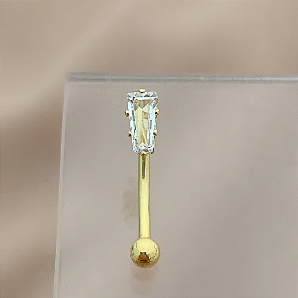 PIERCING ÍNTIMO ZIRCÔNIA RETANGULAR ASSIMÉTRICA 9MM AÇO 316L FOLHEADO A OURO 18K SEMIJOIA PARA ATUALIZAÇÃO⭐️