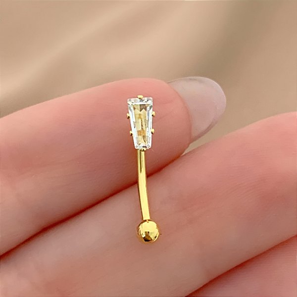 PIERCING ÍNTIMO ZIRCÔNIA RETANGULAR ASSIMÉTRICA 9MM AÇO 316L FOLHEADO A OURO 18K SEMIJOIA PARA ATUALIZAÇÃO⭐️