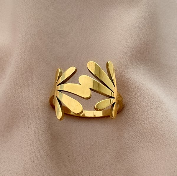 ANEL PÉTALAS LISAS DOURADO AÇO 316L⭐️