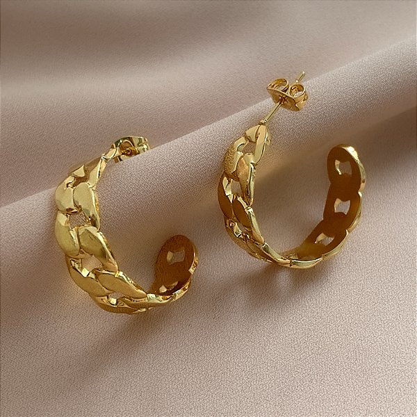 BRINCO ARGOLA CORRENTE GROSSA DOURADO AÇO 316L⭐️