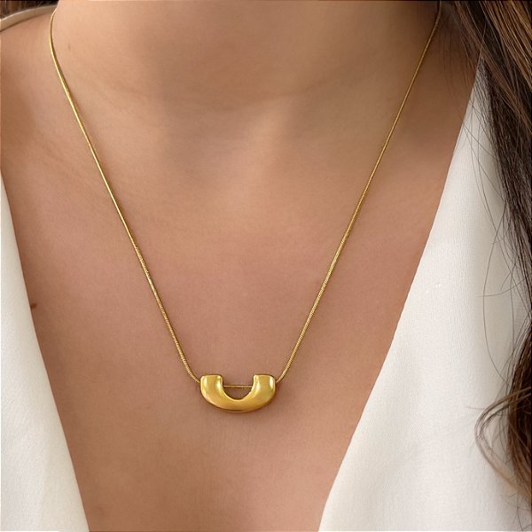 COLAR DELICADO ABSTRATO DOURADO AÇO 316L PREMIUM⭐️