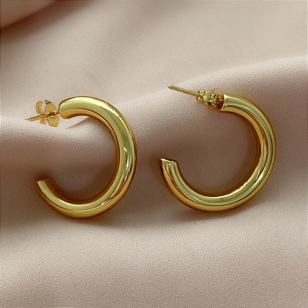 BRINCO ARGOLA TUBO P FINA DOURADO AÇO 316L⭐️