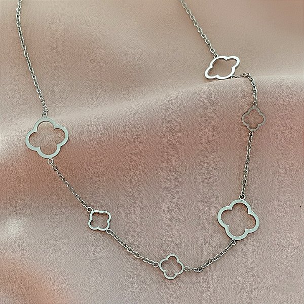 COLAR TREVOS FINOS DELICADOS VAZADOS AÇO 316L⭐️