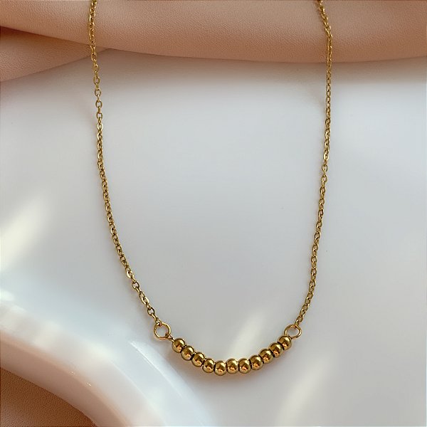 COLAR BOLINHAS DOURADO AÇO 316L PREMIUM⭐️