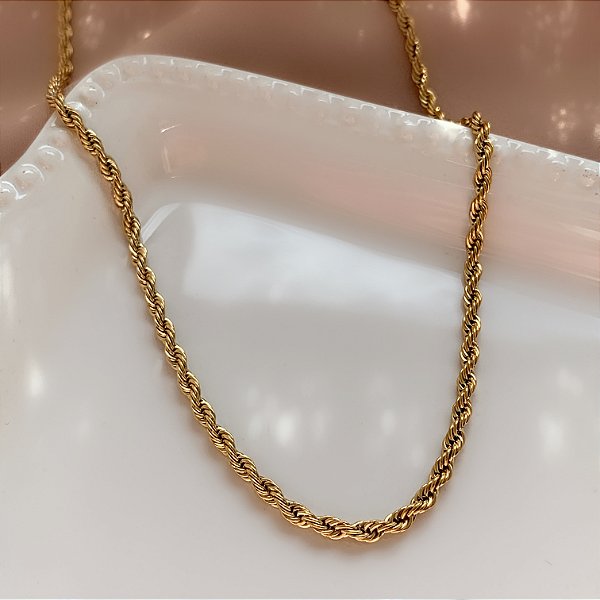 COLAR CORDÃO BAIANO DOURADO AÇO 316L⭐️