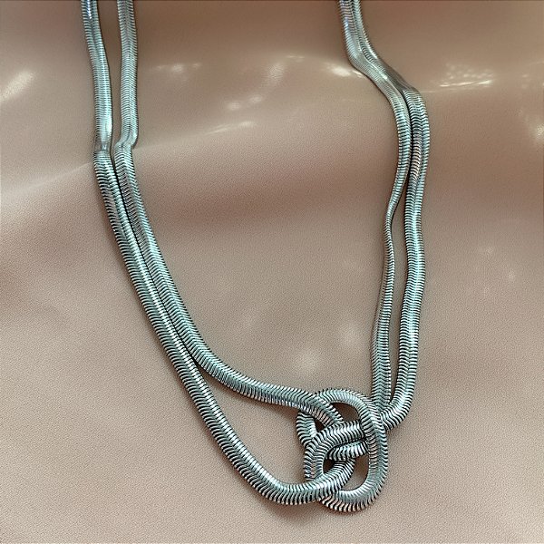 COLAR CORRENTE COBRA DUPLO NÓ AÇO 316L⭐️