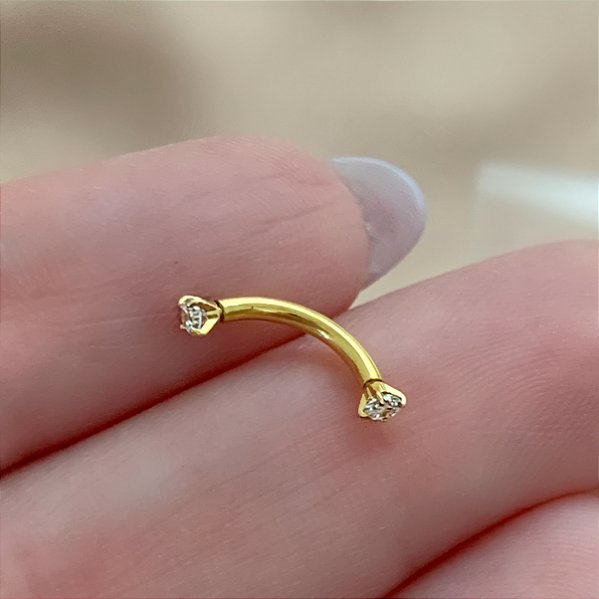 PIERCING BÁSICO/BANANA BELL ZIRCÔNIAS 8MM AÇO 316L FOLHEADO A OURO 18K SEMIJOIA PARA ATUALIZAÇÃO ⭐️