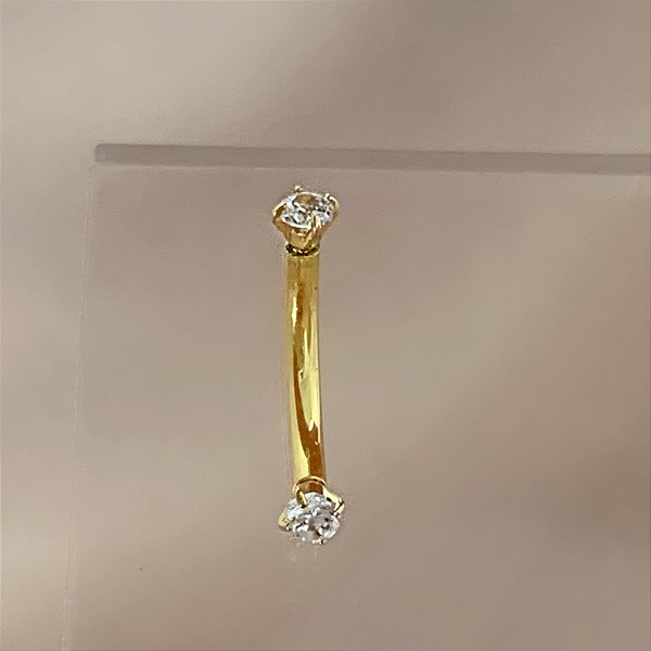 PIERCING BÁSICO/BANANA BELL ZIRCÔNIAS 8MM AÇO 316L FOLHEADO A OURO 18K SEMIJOIA PARA ATUALIZAÇÃO ⭐️
