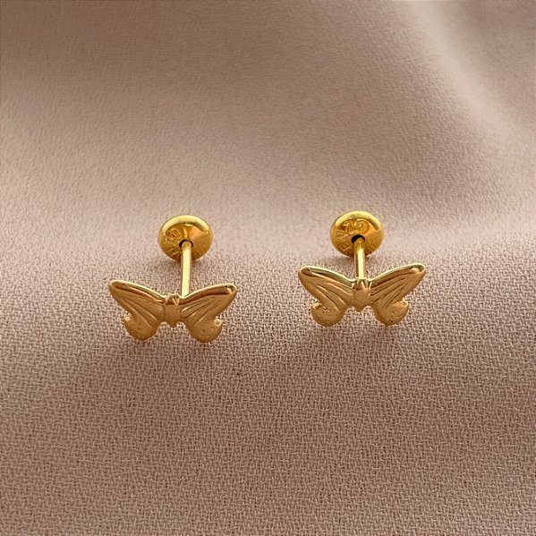 BRINCO BORBOLETA TARRAXA BABY FOLHEADO A OURO 18K⭐