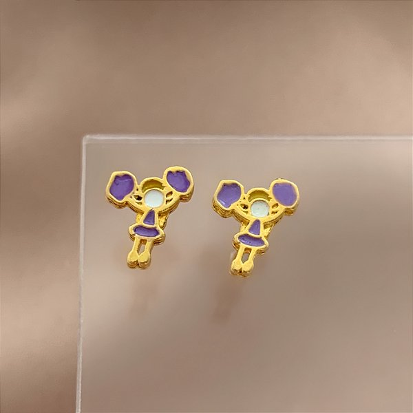 BRINCO LÍDER DE TORCIDA ROXO TARRAXA BABY FOLHEADO A OURO 18K⭐