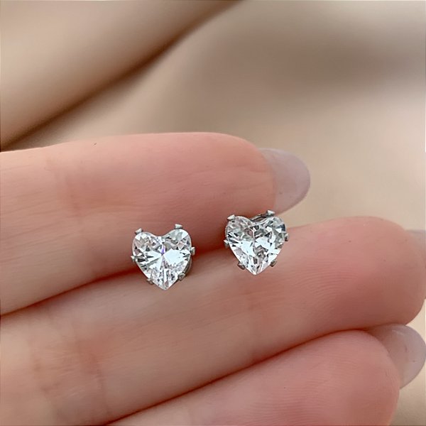 BRINCO PONTO DE LUZ CORAÇÃO ZIRCÔNIA TARRAXA ROSCA AÇO 316L⭐️