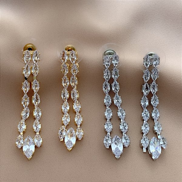 BRINCO LONGO GOTA ZIRCÔNIAS BIJU