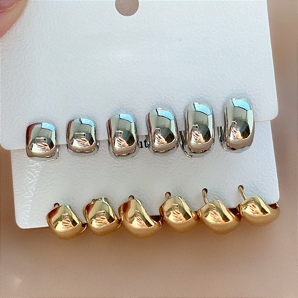 BRINCO KIT ARGOLINHAS LISAS BOLEADAS BIJU