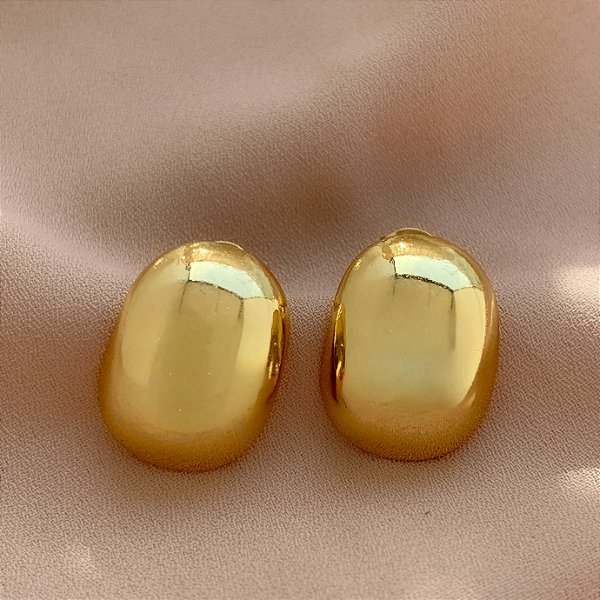 BRINCO RETANGULAR BOLEADO LISO P DOURADO AÇO 316L⭐️