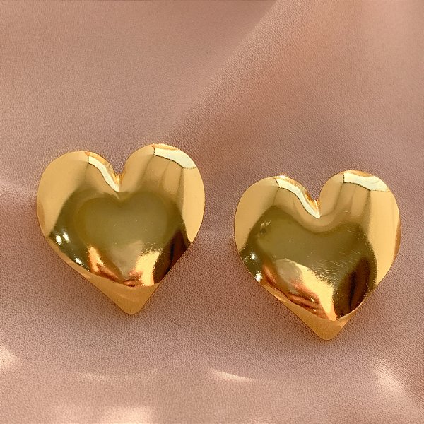 BRINCO CORAÇÃO LISO CLÁSSICO G DOURADO AÇO 316L⭐️