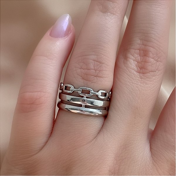 ANEL REGULÁVEL FIOS LISOS E CORRENTE AÇO 316L⭐️