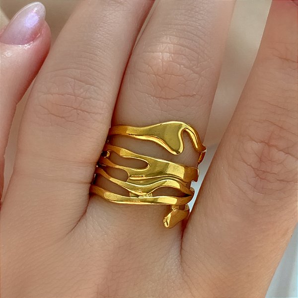 ANEL REGULÁVEL ALGA MARINHA DOURADO AÇO 316L⭐️