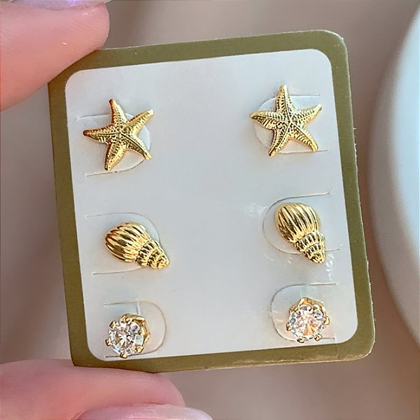 BRINCO KIT MAR FOLHEADO A OURO 18K⭐