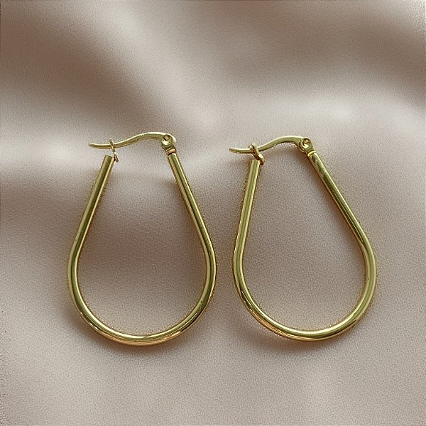 BRINCO ARGOLA GOTA FINA FECHO ITALIANO DOURADO AÇO 316L⭐️