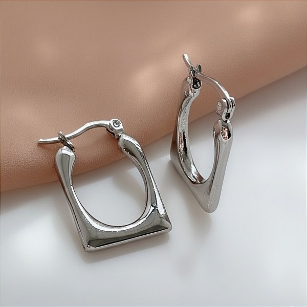 BRINCO ARGOLA RETANGULAR FECHO ITALIANO AÇO 316L⭐️