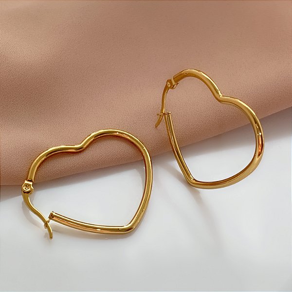 BRINCO ARGOL CORAÇÃO FINO FECHO ITALIANO DOURADO AÇO 316L⭐️