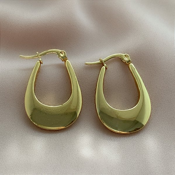 BRINCO ARGOLA GOTA BOLEADA FECHO ITALIANO DOURADO AÇO 316L⭐️