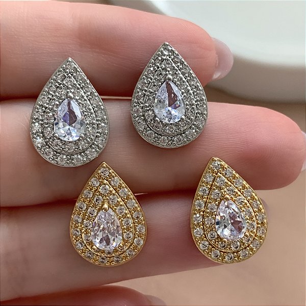 BRINCO GOTA CRAVEJADA EM ZIRCÔNIAS BIJU