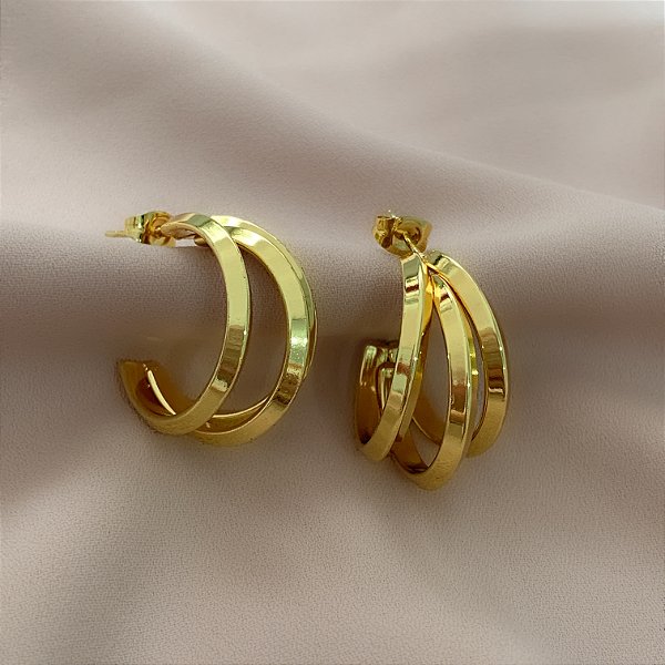BRINCO 3 FIOS ACHATADOS DOURADO AÇO 316L⭐️