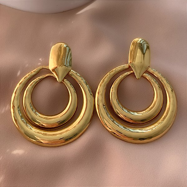 BRINCO ARGOLA DUPLA LUXE DOURADO AÇO 316L⭐️