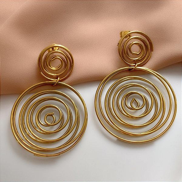 BRINCO ESPIRAL DUPLO DOURADO AÇO 316L⭐️