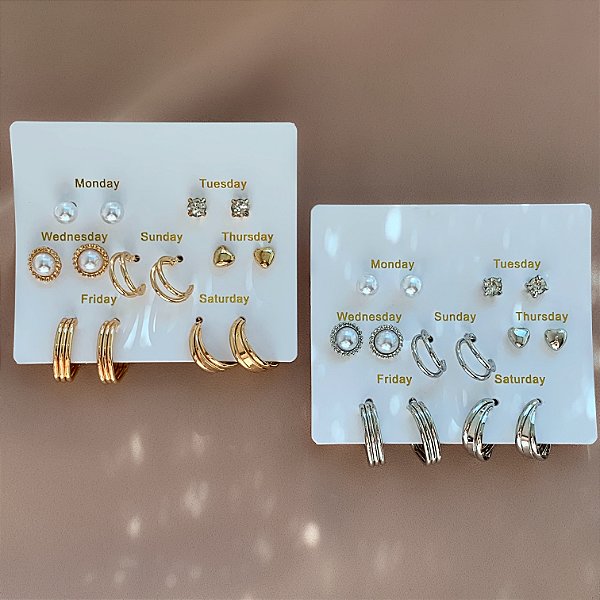 BRINCO KIT BRINCOS DIVERSOS ARGOLAS E PÉROLA CRIS BIJU