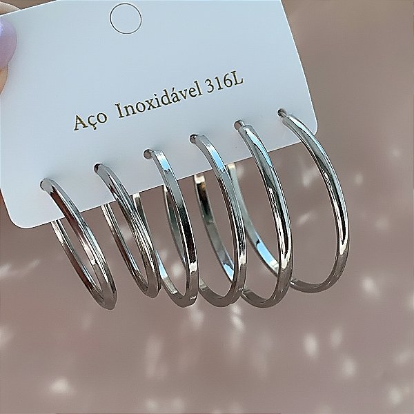 BRINCO KIT ARGOLAS DIVERSAS FIO BOLEADO AÇO 316L⭐️