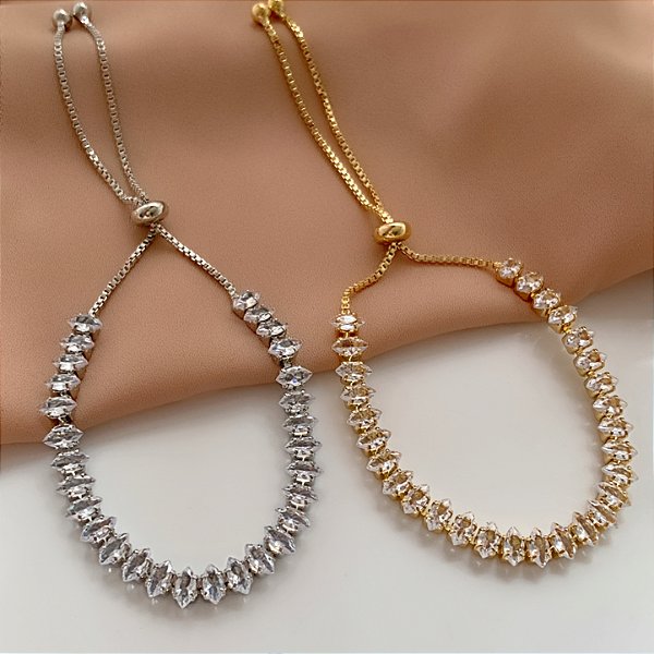 PULSEIRA RIVIERA ZIRCÔNIAS DIAMOND FECHO GRAVATA BIJU