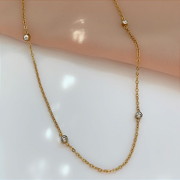 COLAR MINI PONTOS DE LUZ DOURADO AÇO 316L⭐️