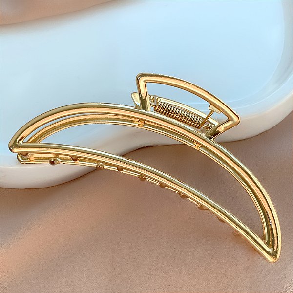 PRESILHA UNITÁRIA MEIA LUA VAZADA FINA G DOURADA BIJU